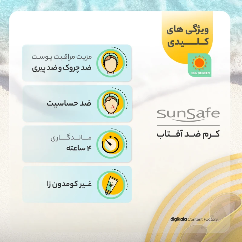 کرم ضد آفتاب بدون رنگ سان سیف مدل SPF50 محافظ UVA ،UVB و +++PA، ضد چروک، ضد پیری، ضد حساسیت مناسب انواع پوست حجم 50 میلی‌لیتر